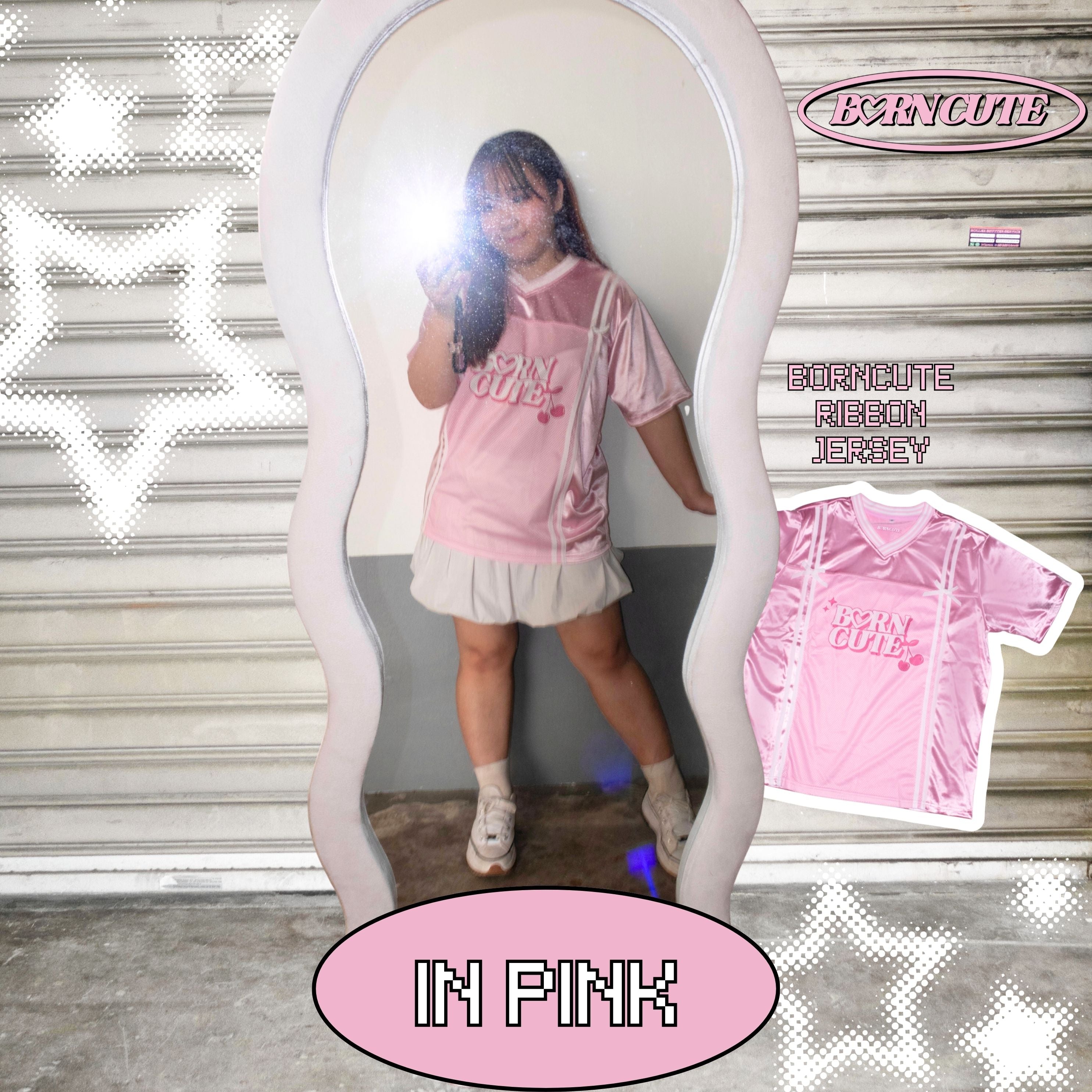 Borncute signature ribbon jersey in Pink