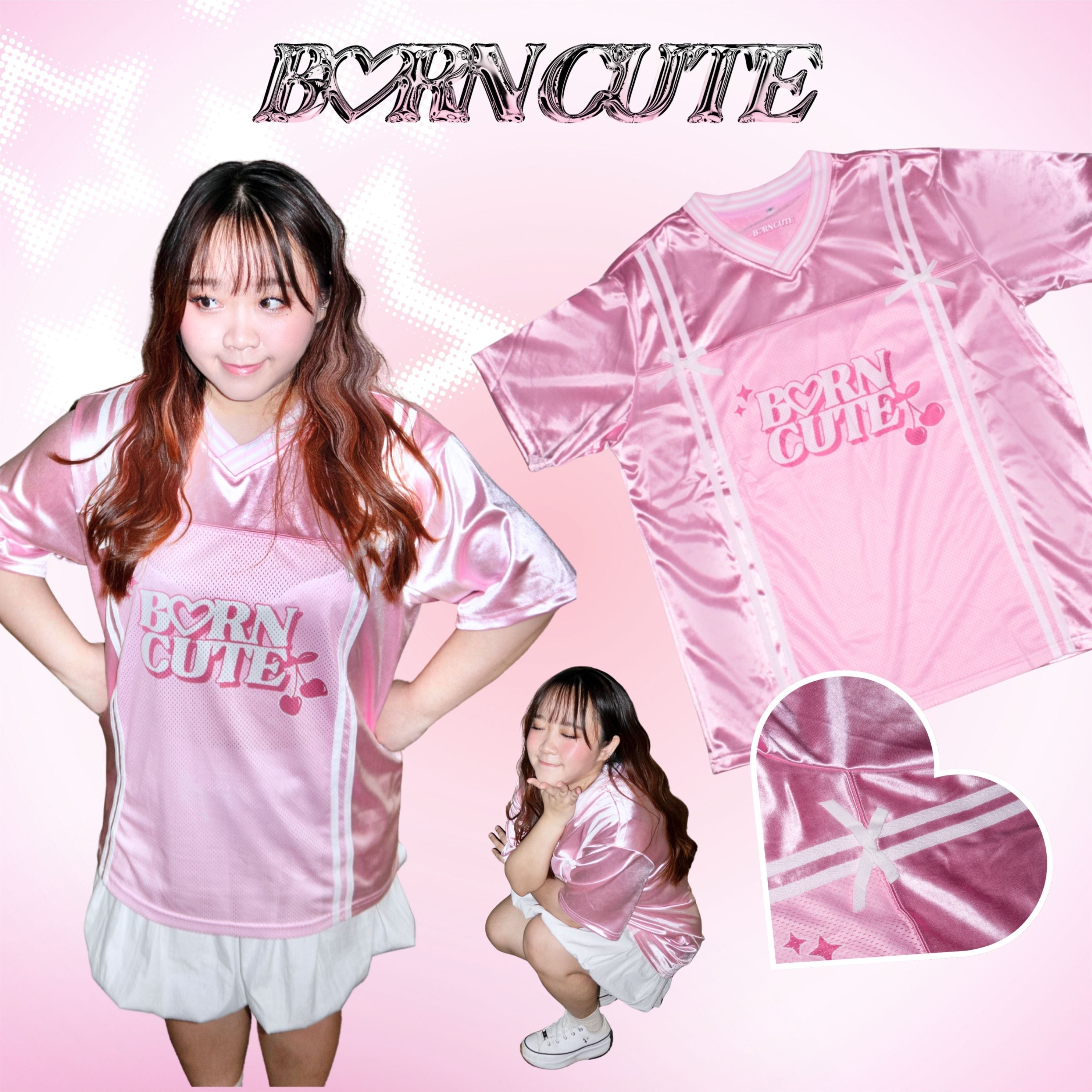 Borncute signature ribbon jersey in Pink