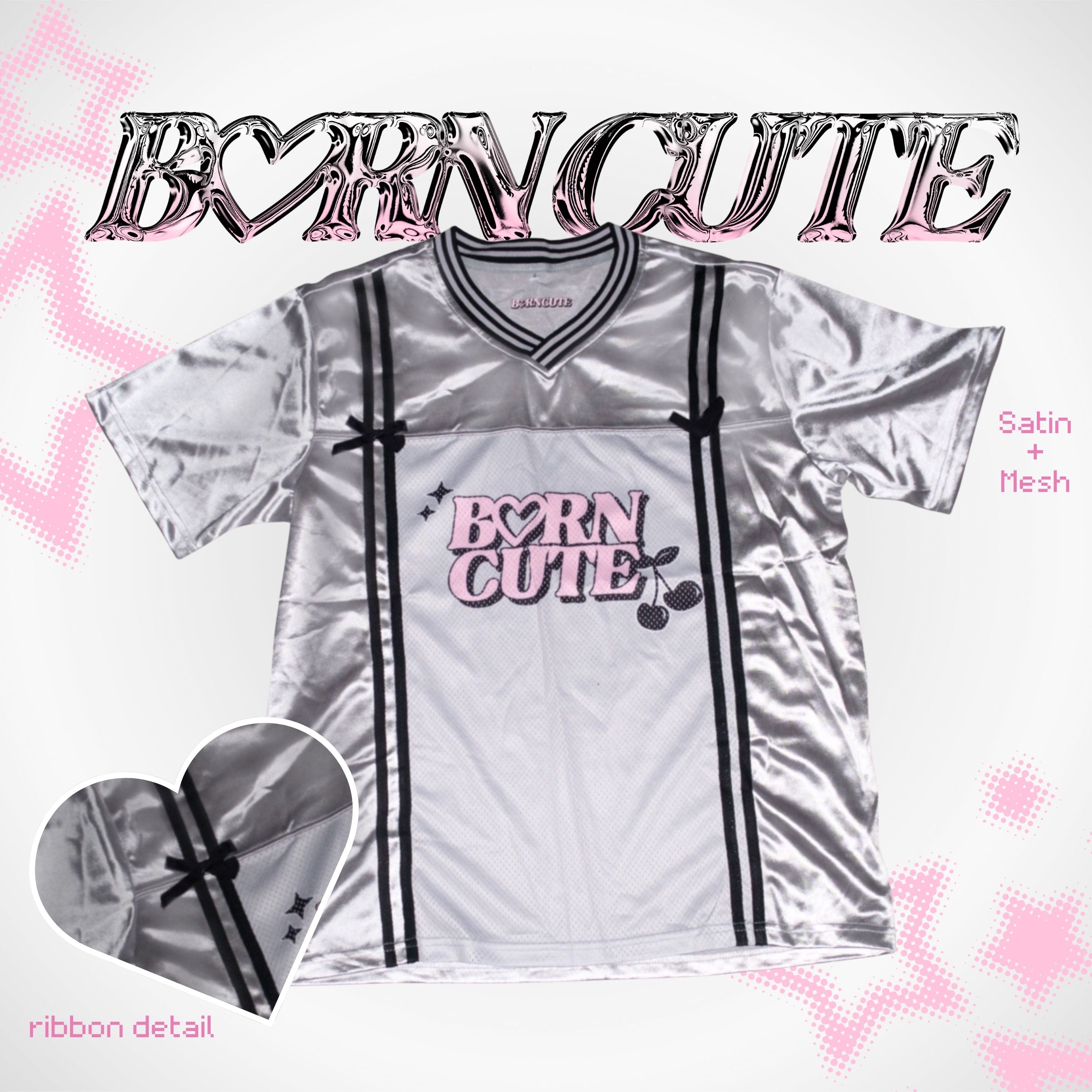 Borncute signature ribbon jersey in Silver